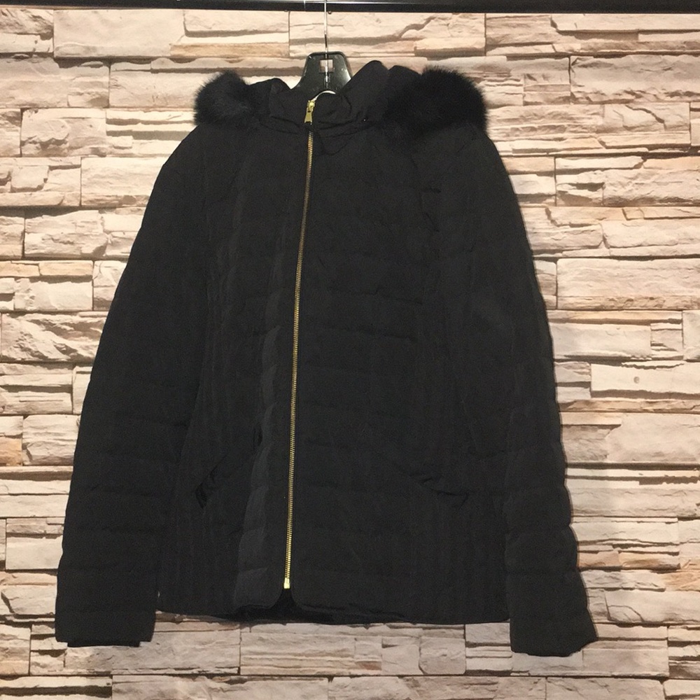 Talbots Black Puffer Coat XL Like New ‘fur’ hoodie